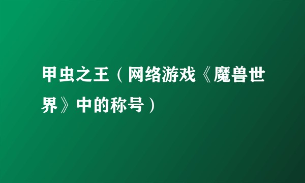 甲虫之王（网络游戏《魔兽世界》中的称号）