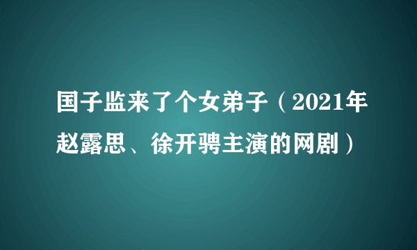 国子监来了个女弟子（2021年赵露思、徐开骋主演的网剧）