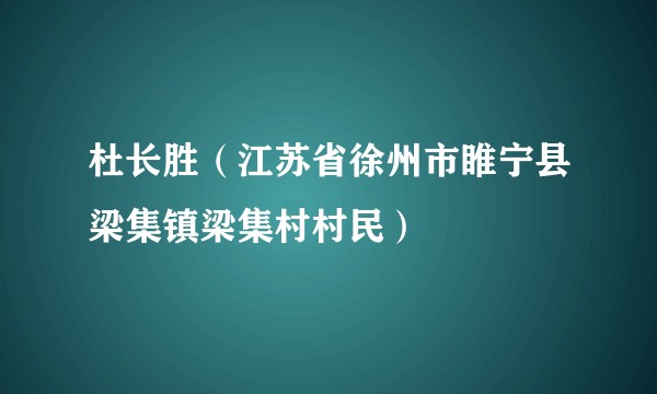 杜长胜（江苏省徐州市睢宁县梁集镇梁集村村民）
