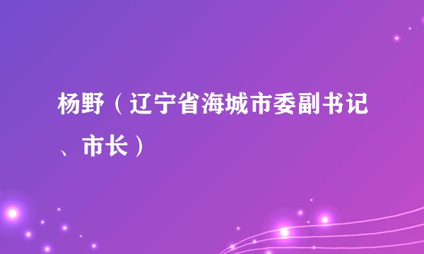 杨野（辽宁省海城市委副书记、市长）