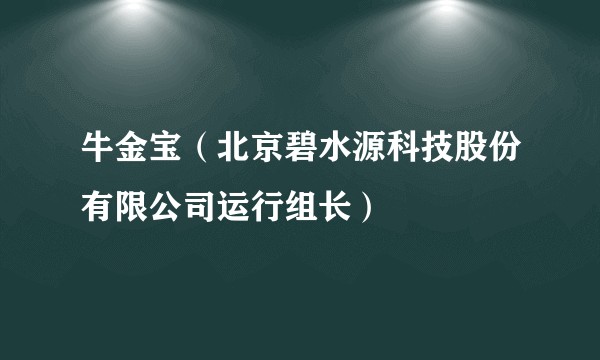 牛金宝（北京碧水源科技股份有限公司运行组长）