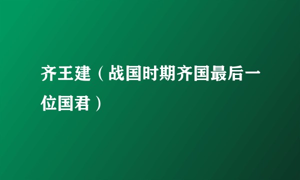 齐王建（战国时期齐国最后一位国君）