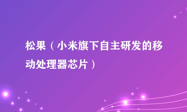 松果（小米旗下自主研发的移动处理器芯片）