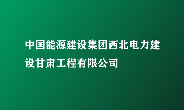 中国能源建设集团西北电力建设甘肃工程有限公司
