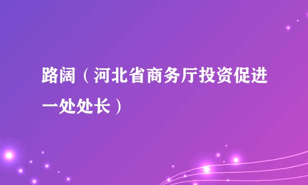 路阔（河北省商务厅投资促进一处处长）