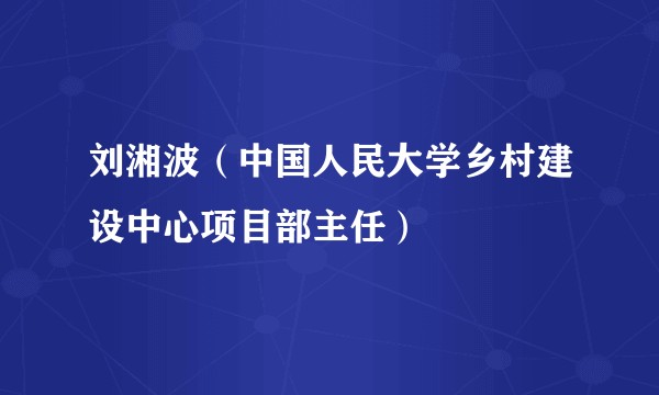 刘湘波（中国人民大学乡村建设中心项目部主任）