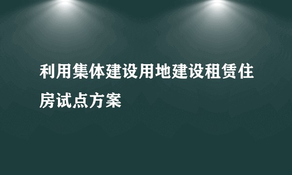 利用集体建设用地建设租赁住房试点方案