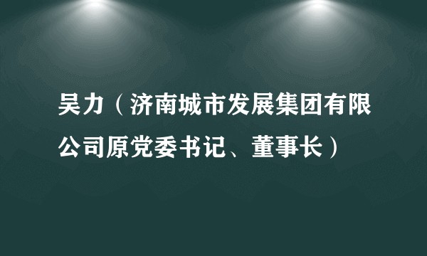 吴力（济南城市发展集团有限公司原党委书记、董事长）