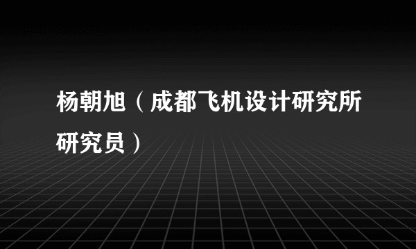 杨朝旭（成都飞机设计研究所研究员）