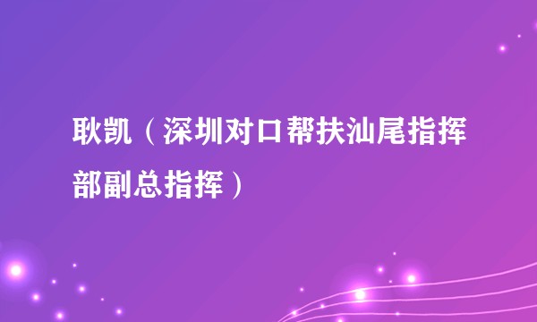 耿凯（深圳对口帮扶汕尾指挥部副总指挥）