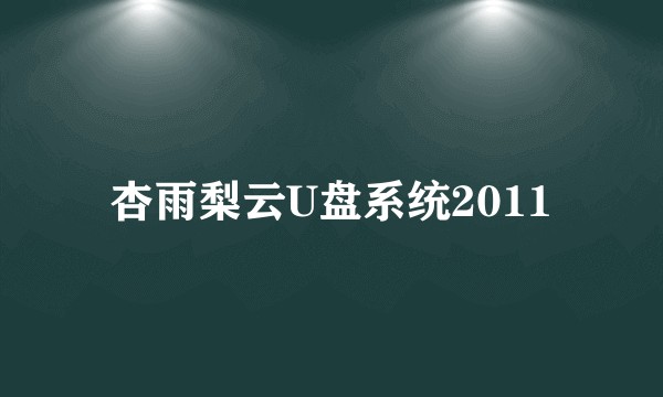 杏雨梨云U盘系统2011