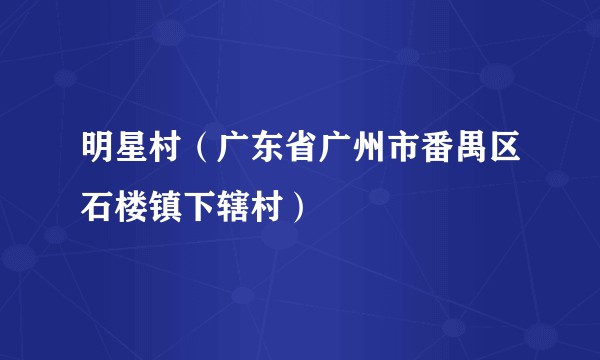 明星村（广东省广州市番禺区石楼镇下辖村）