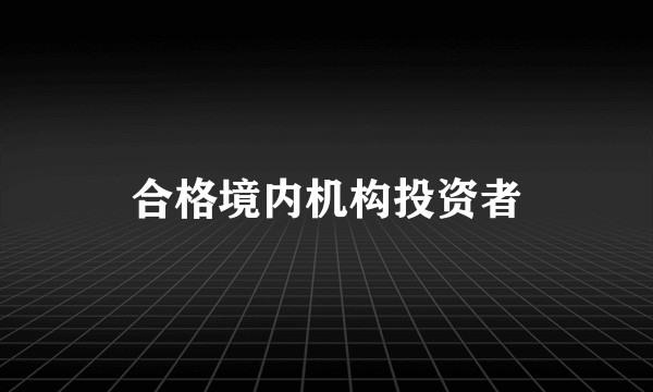 合格境内机构投资者