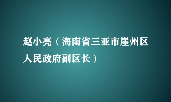 赵小亮（海南省三亚市崖州区人民政府副区长）