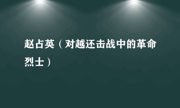 赵占英（对越还击战中的革命烈士）