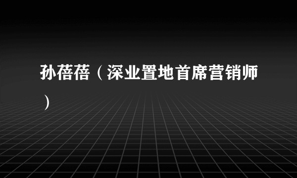 孙蓓蓓（深业置地首席营销师）