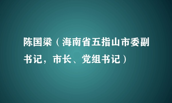 陈国梁（海南省五指山市委副书记，市长、党组书记）
