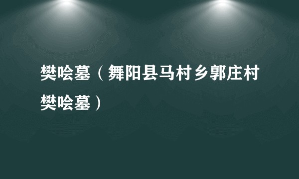 樊哙墓（舞阳县马村乡郭庄村樊哙墓）