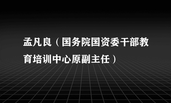 孟凡良（国务院国资委干部教育培训中心原副主任）