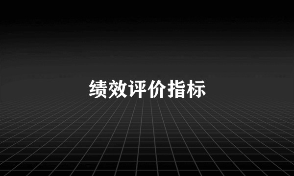 绩效评价指标