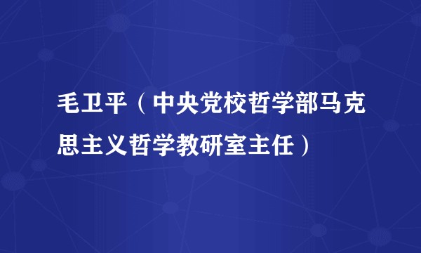 毛卫平（中央党校哲学部马克思主义哲学教研室主任）