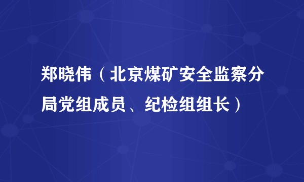 郑晓伟（北京煤矿安全监察分局党组成员、纪检组组长）