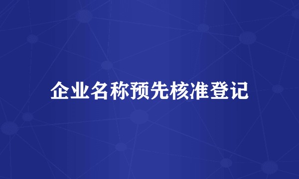 企业名称预先核准登记