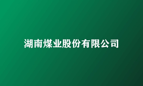 湖南煤业股份有限公司