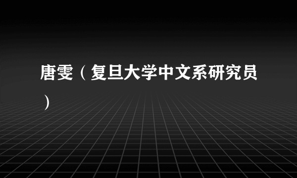 唐雯（复旦大学中文系研究员）