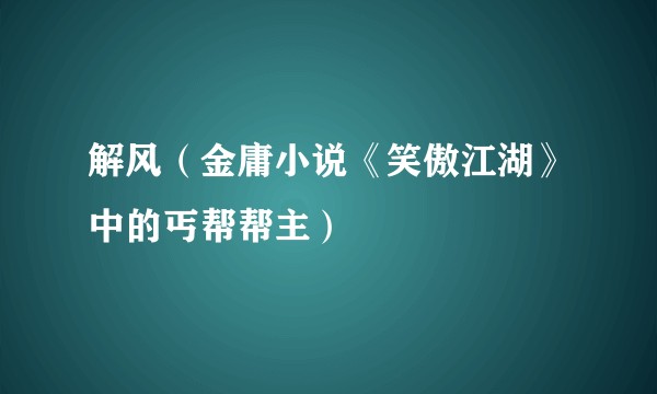 解风（金庸小说《笑傲江湖》中的丐帮帮主）