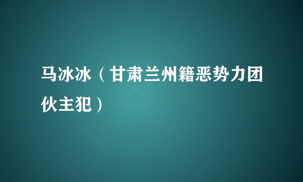 马冰冰（甘肃兰州籍恶势力团伙主犯）