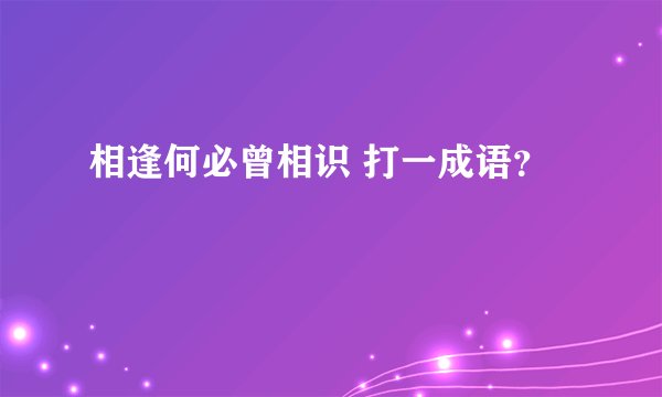 相逢何必曾相识 打一成语？