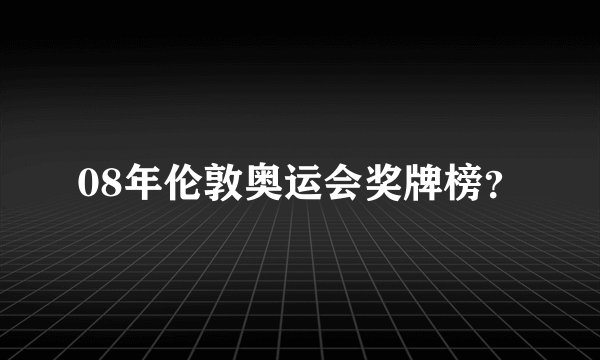08年伦敦奥运会奖牌榜?