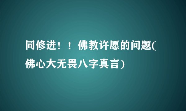 同修进！！佛教许愿的问题(佛心大无畏八字真言)