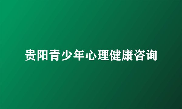 贵阳青少年心理健康咨询