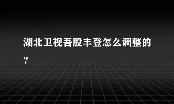 湖北卫视吾股丰登怎么调整的?