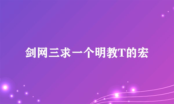 剑网三求一个明教T的宏