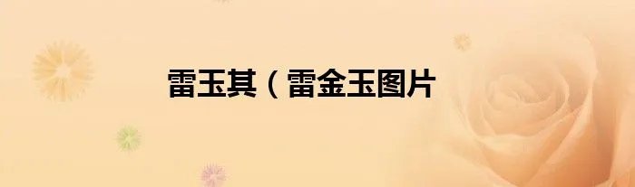 雷玉其（雷金玉图片