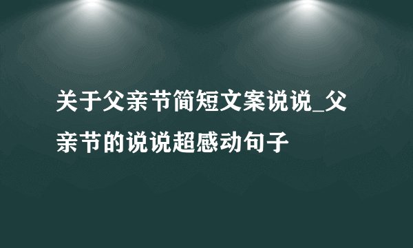 关于父亲节简短文案说说_父亲节的说说超感动句子