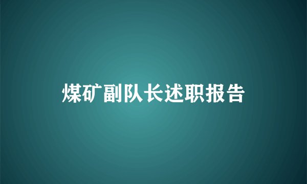 煤矿副队长述职报告