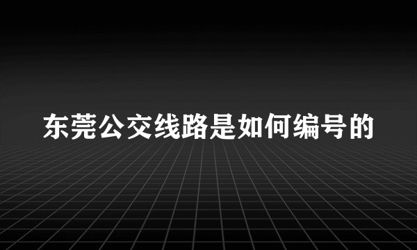 东莞公交线路是如何编号的