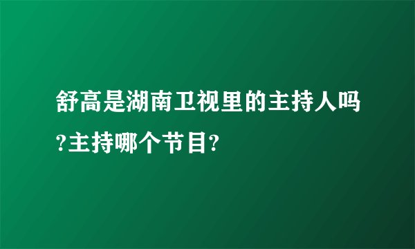 舒高是湖南卫视里的主持人吗?主持哪个节目?