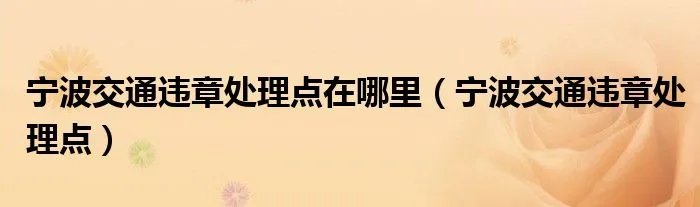 宁波交通违章处理点在哪里（宁波交通违章处理点）