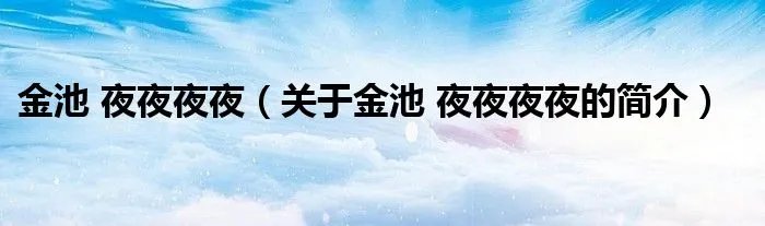 金池 夜夜夜夜（关于金池 夜夜夜夜的简介）