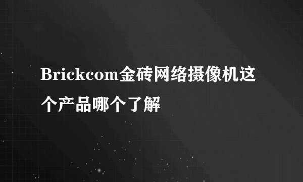 Brickcom金砖网络摄像机这个产品哪个了解