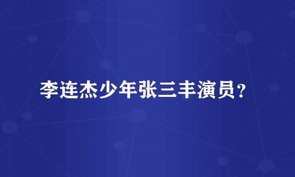 李连杰少年张三丰演员？