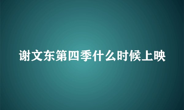 谢文东第四季什么时候上映