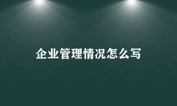 企业管理情况怎么写