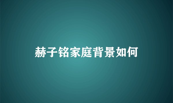 赫子铭家庭背景如何