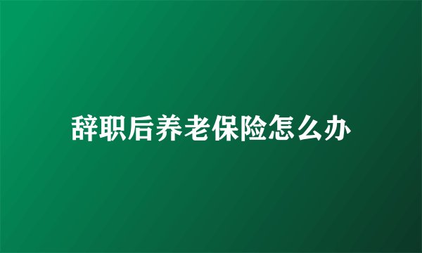 辞职后养老保险怎么办